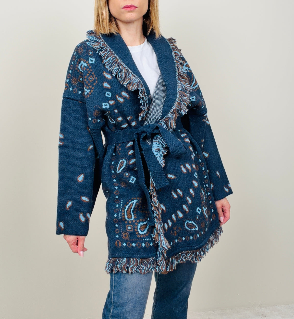 Cardigan bandana blu-azzurro