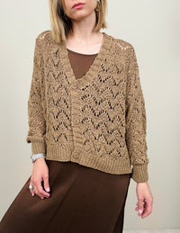 Cardigan lavorazione croche tabacco