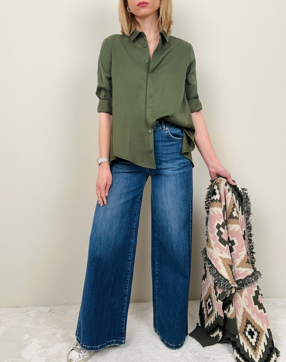 Jeans gamba larga blu denim