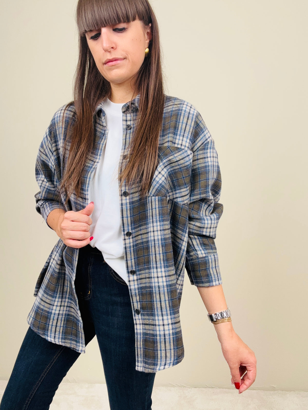 Camicia check militare/azzurra