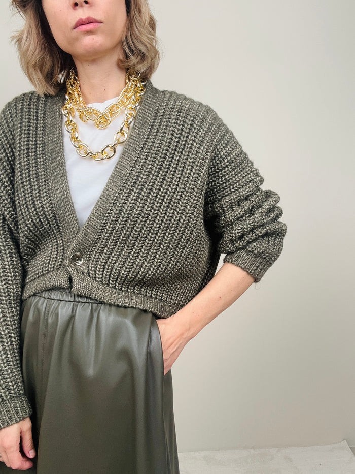 Cardigan verde mélange