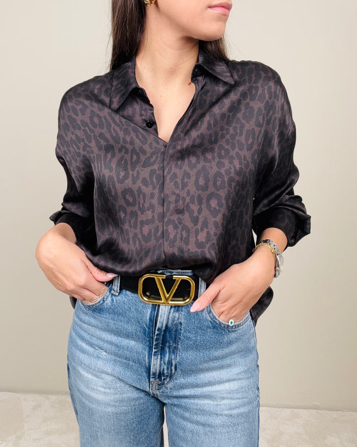 Camicia animalier cacao