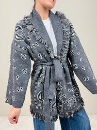 Cardigan bandana grigio-nero