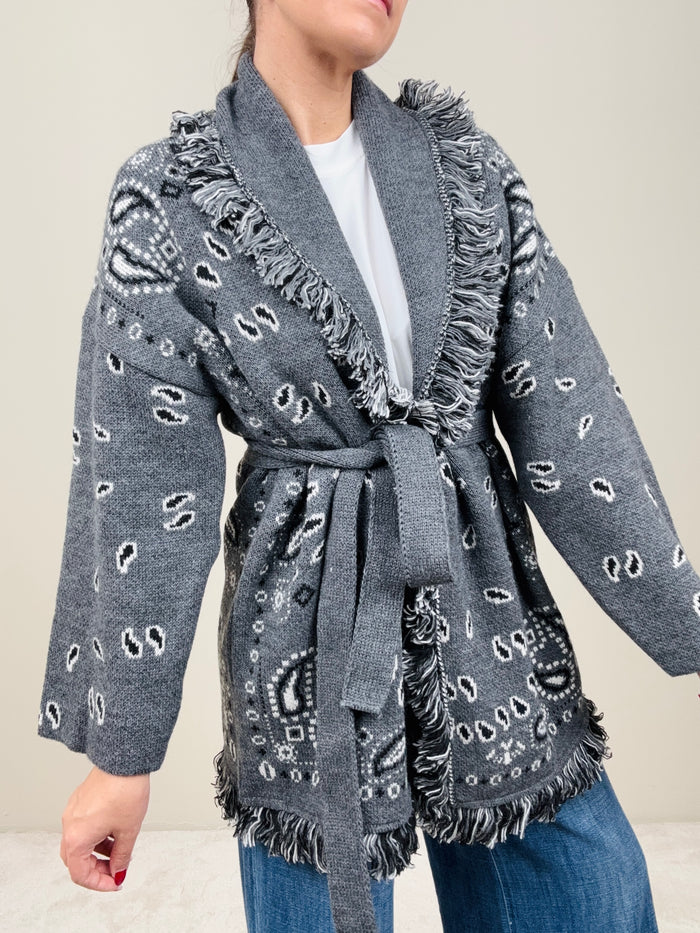 Cardigan bandana grigio-nero