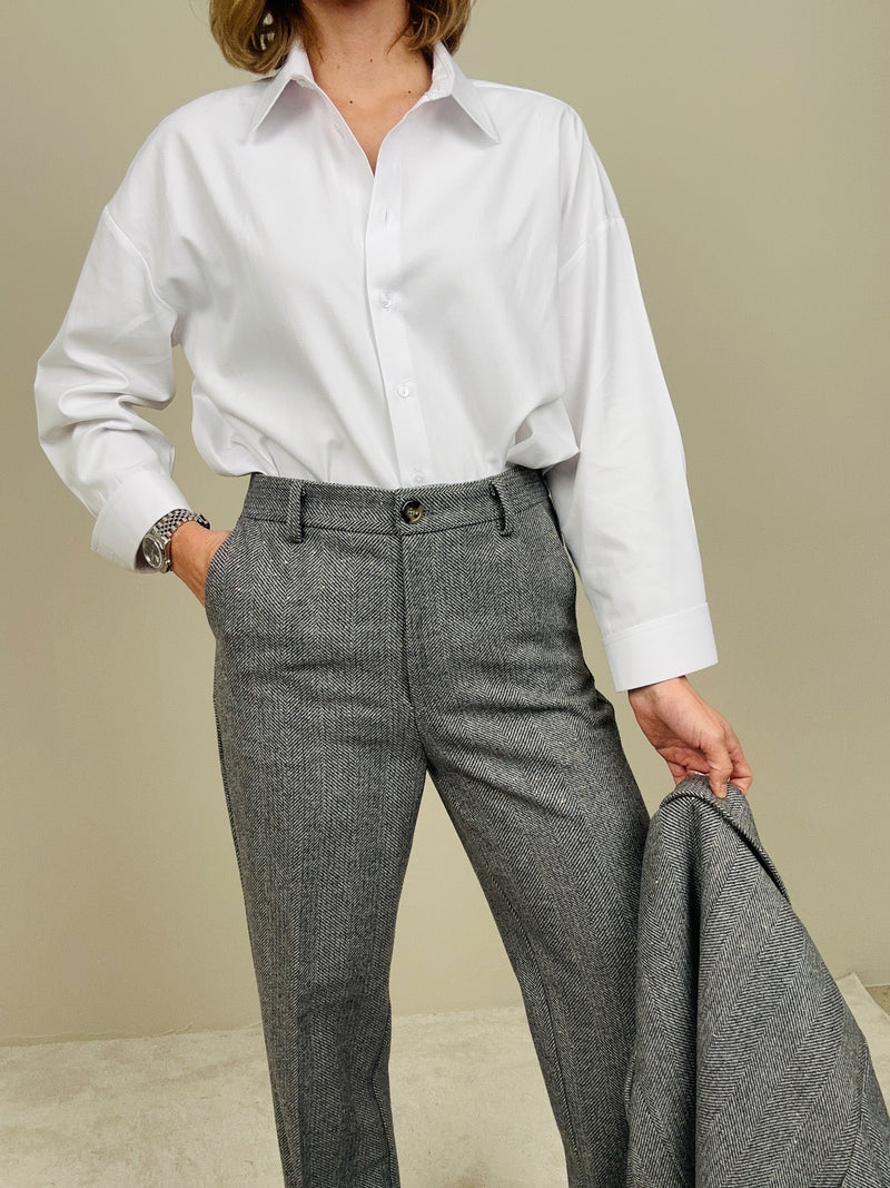 Pantalone spinato misto lana