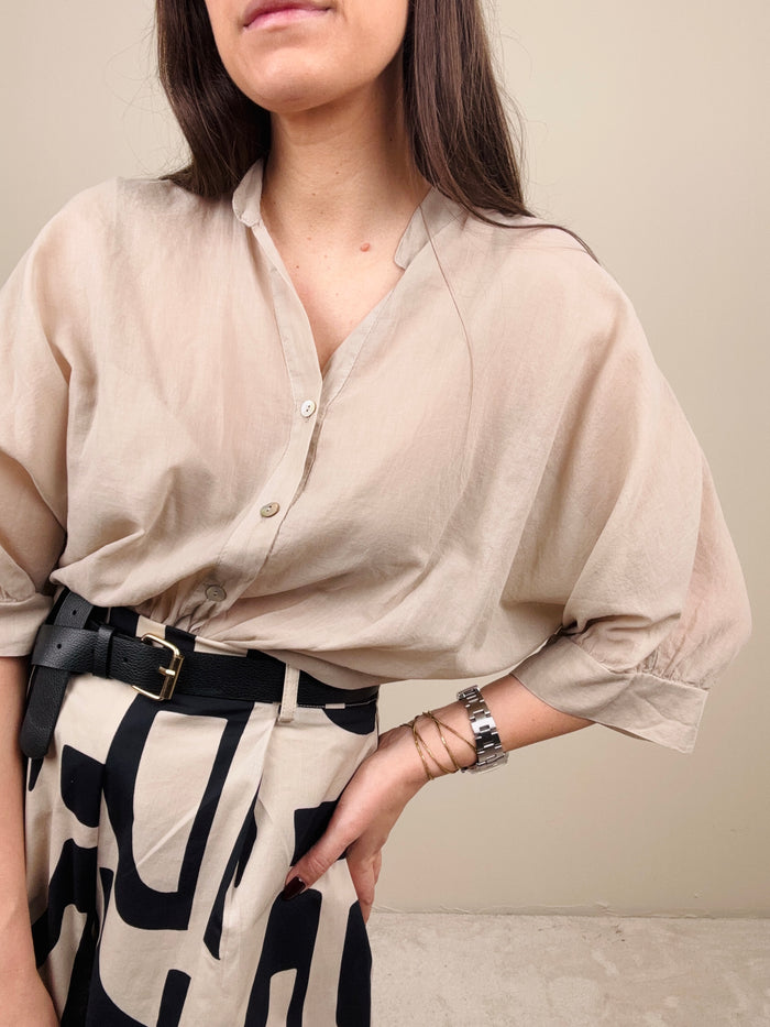 Camicia in mussola sabbia