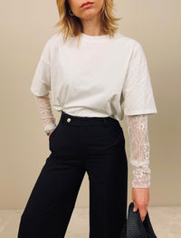 T-shirt con manica in pizzo (più colori)