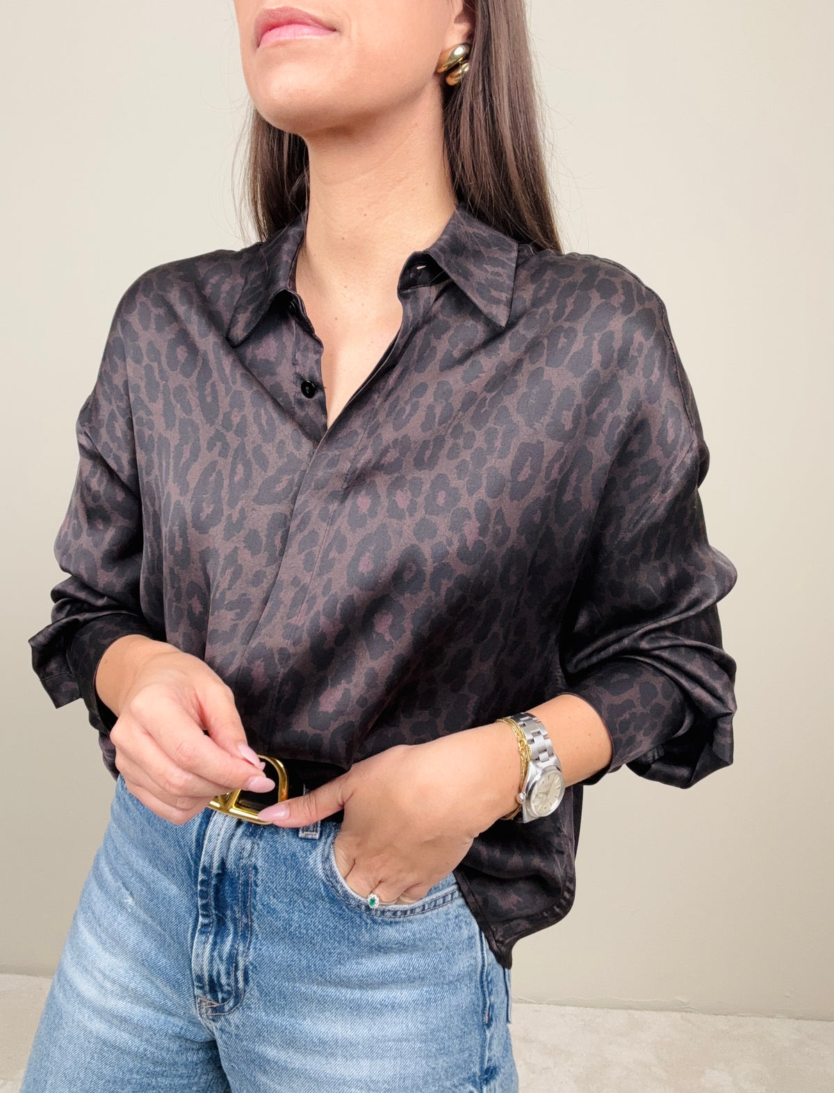 Camicia animalier cacao