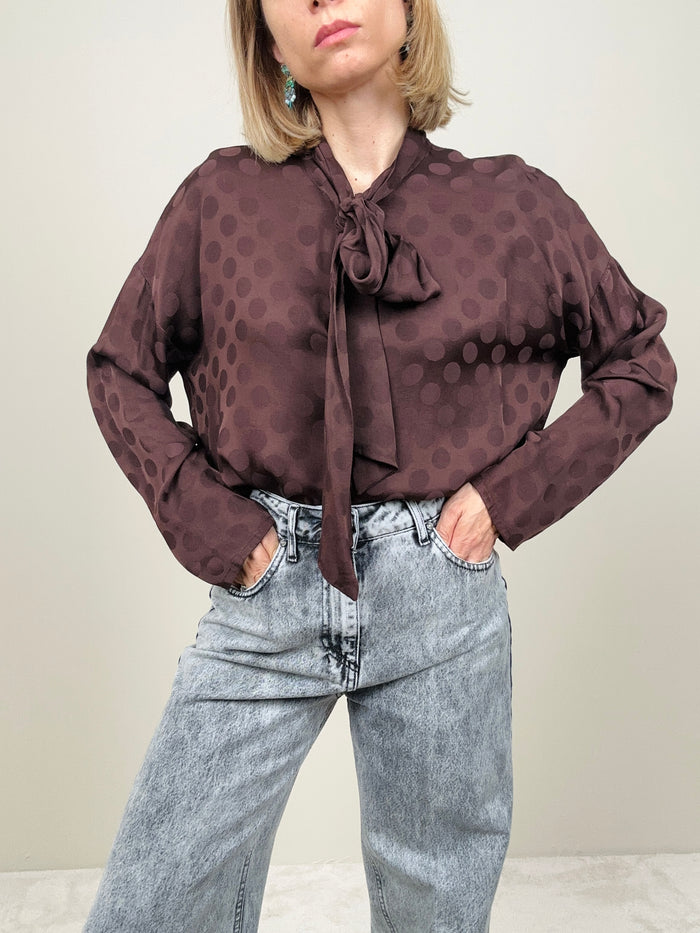 Camicia cioccolato con pois