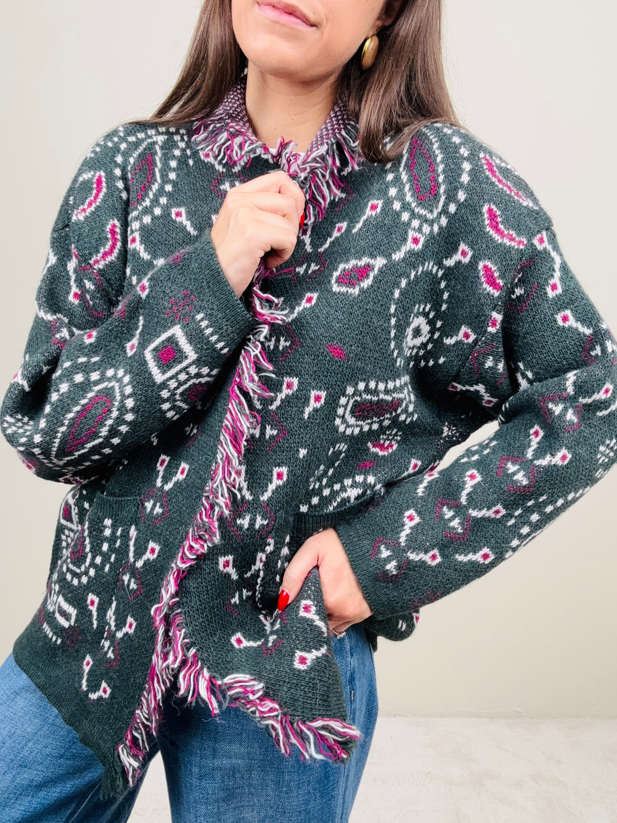 Cardigan bandana ottanio