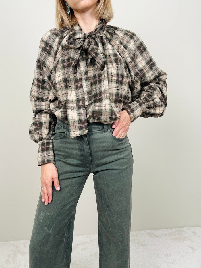 Camicia check con fiocco