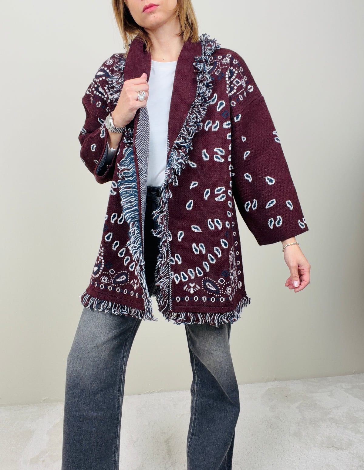 Cardigan bandana bordeaux