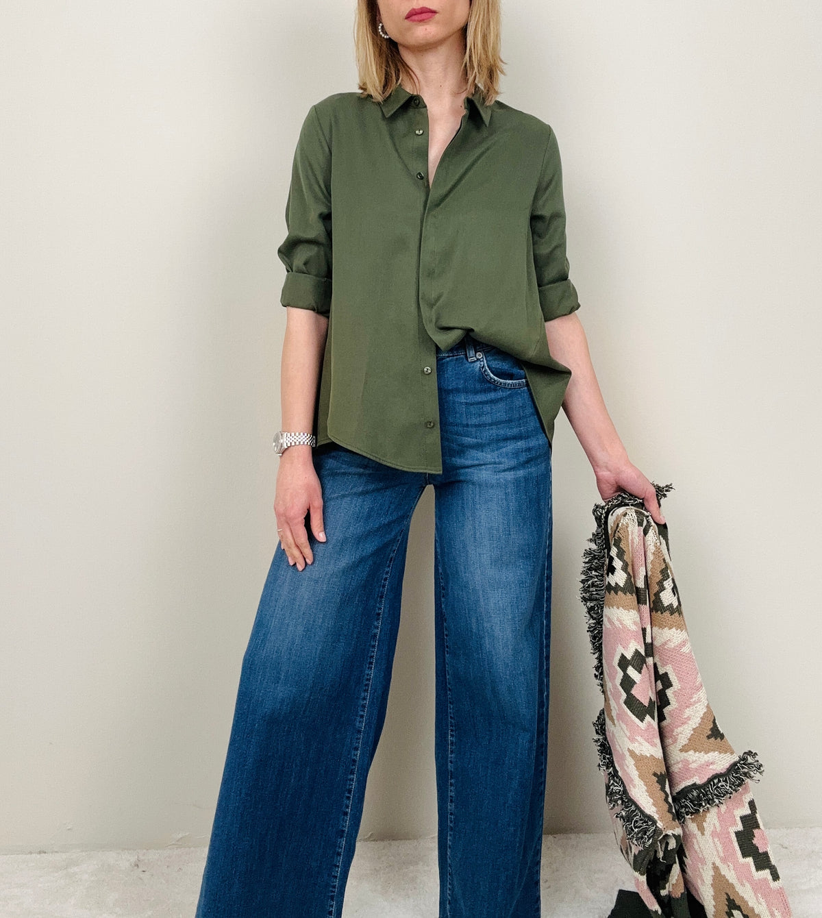 Jeans gamba larga blu denim