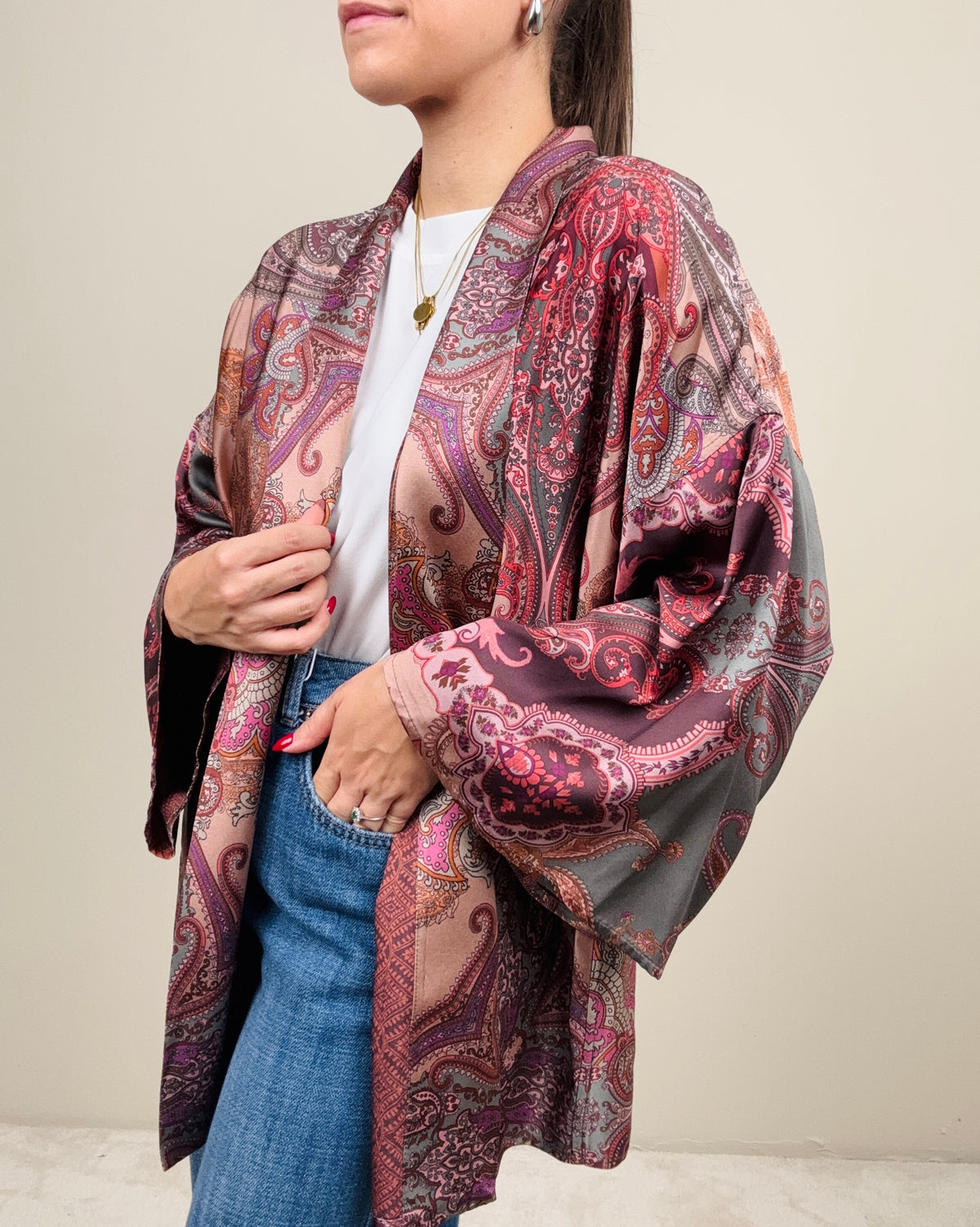 Kimono in fantasia rosa