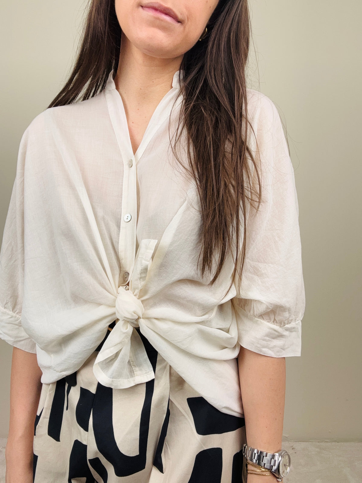 Camicia in mussola burro
