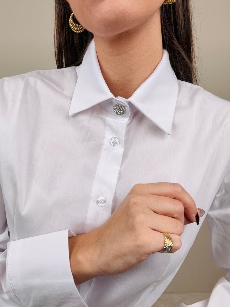 Camicia in cotone con bottone gioiello