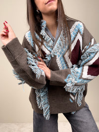 Cardigan rombi taupe