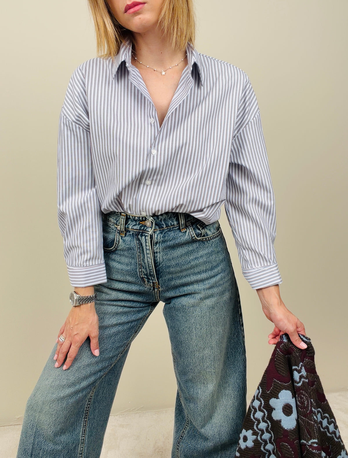 Camicia a righe in cotone