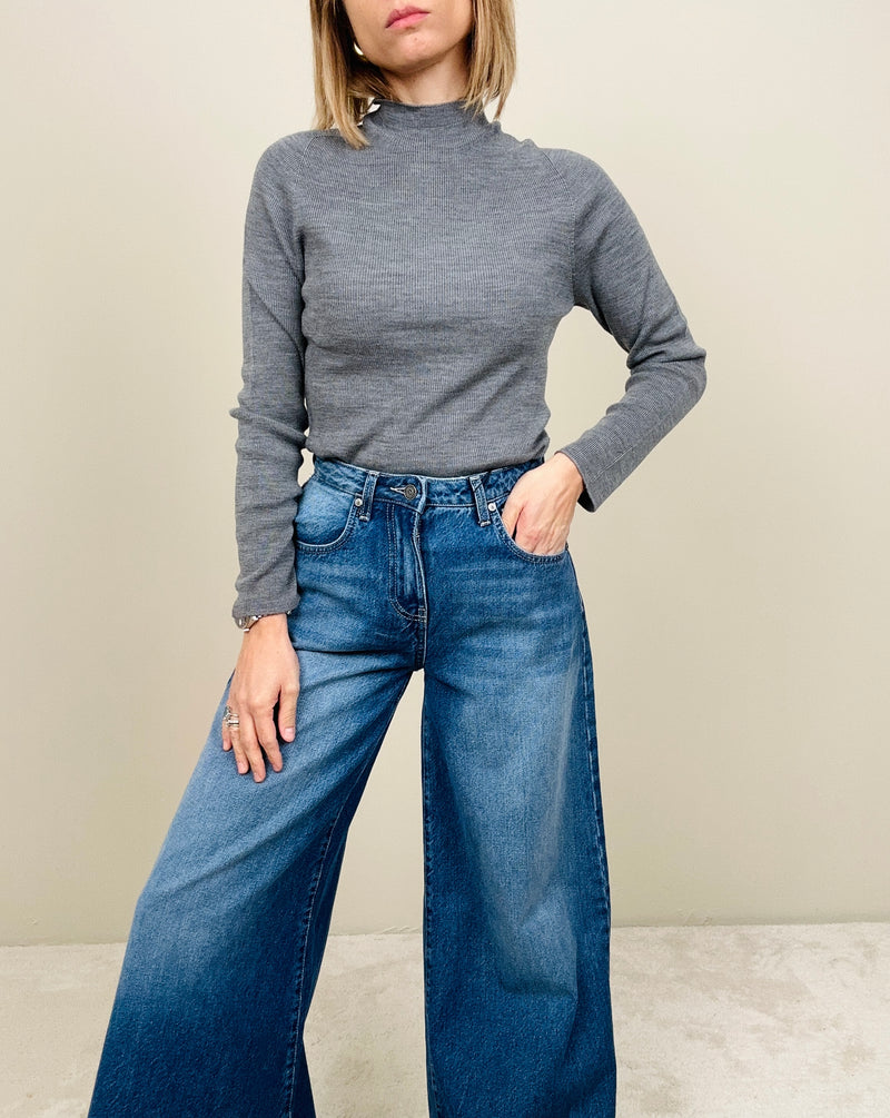 Maglioncino mezzo collo a costine