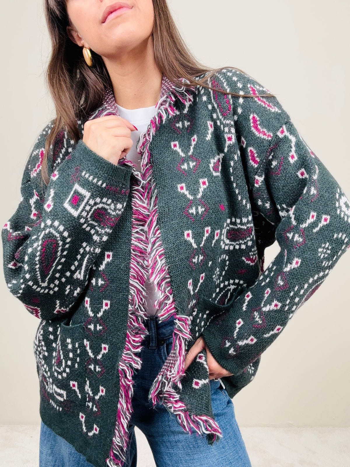 Cardigan bandana ottanio