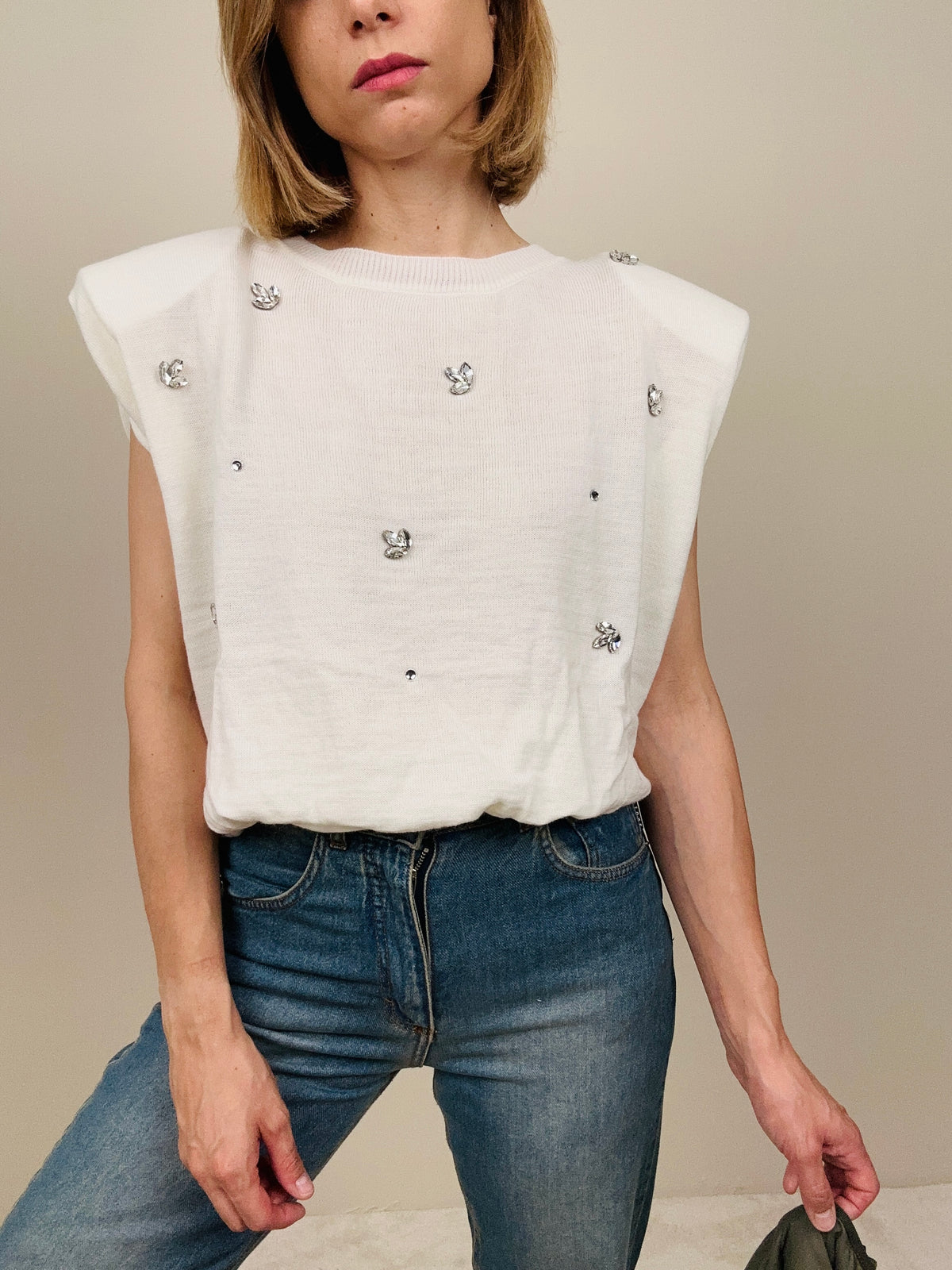 Gilet in maglia con strass (più colori)
