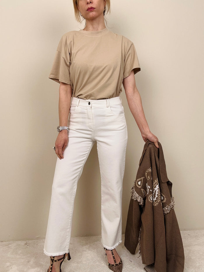 Pantalone in cotone sfrangiato