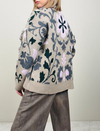 Cardigan arabesque beige-verde