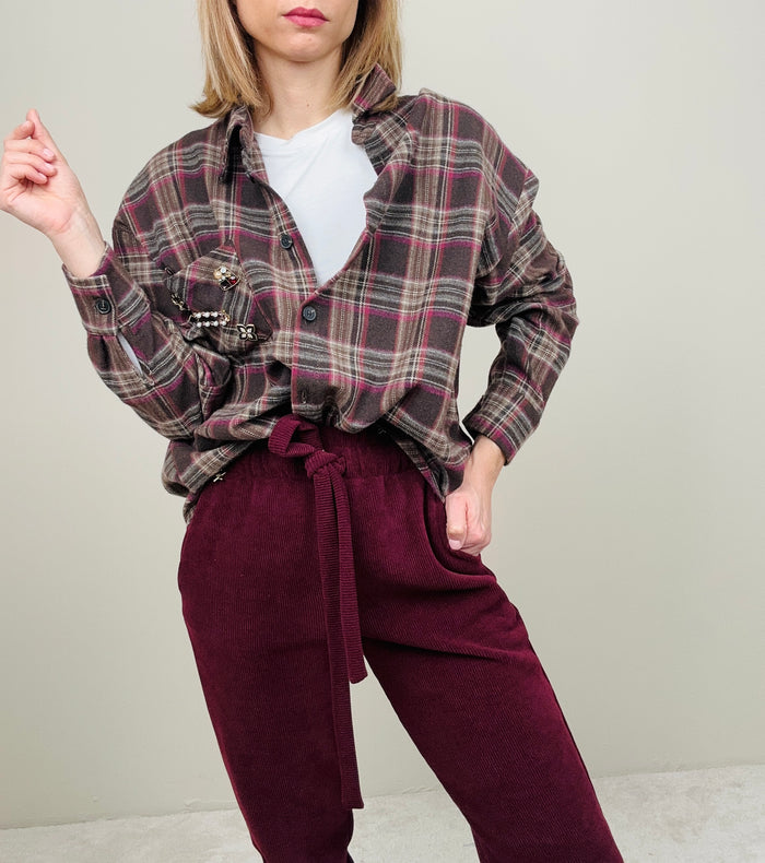 Jogging in velluto bordeaux