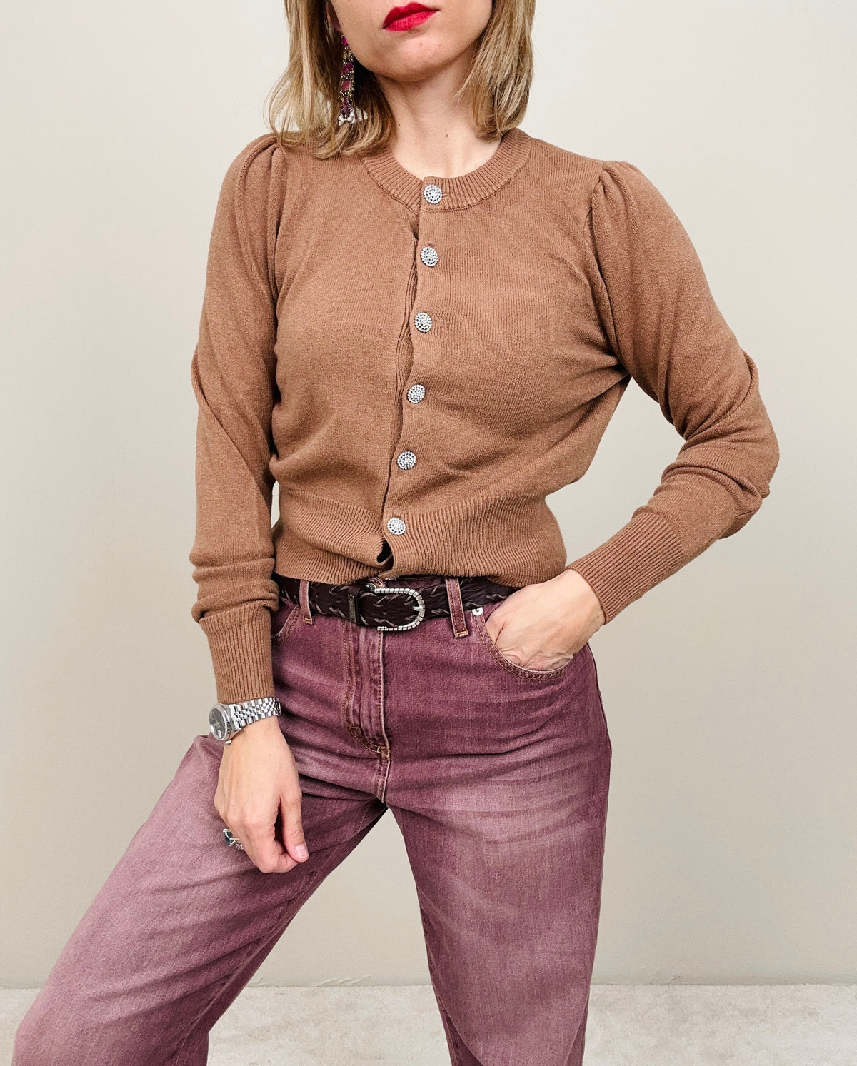 Golfino con bottoni gioiello