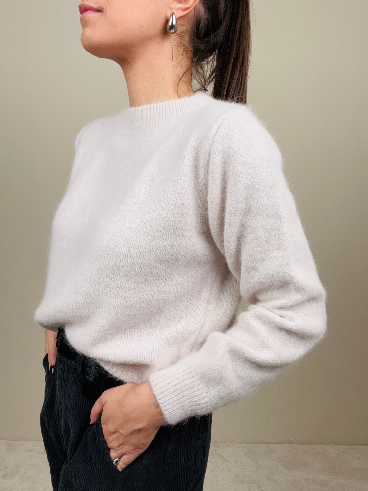Maglione in angora panna