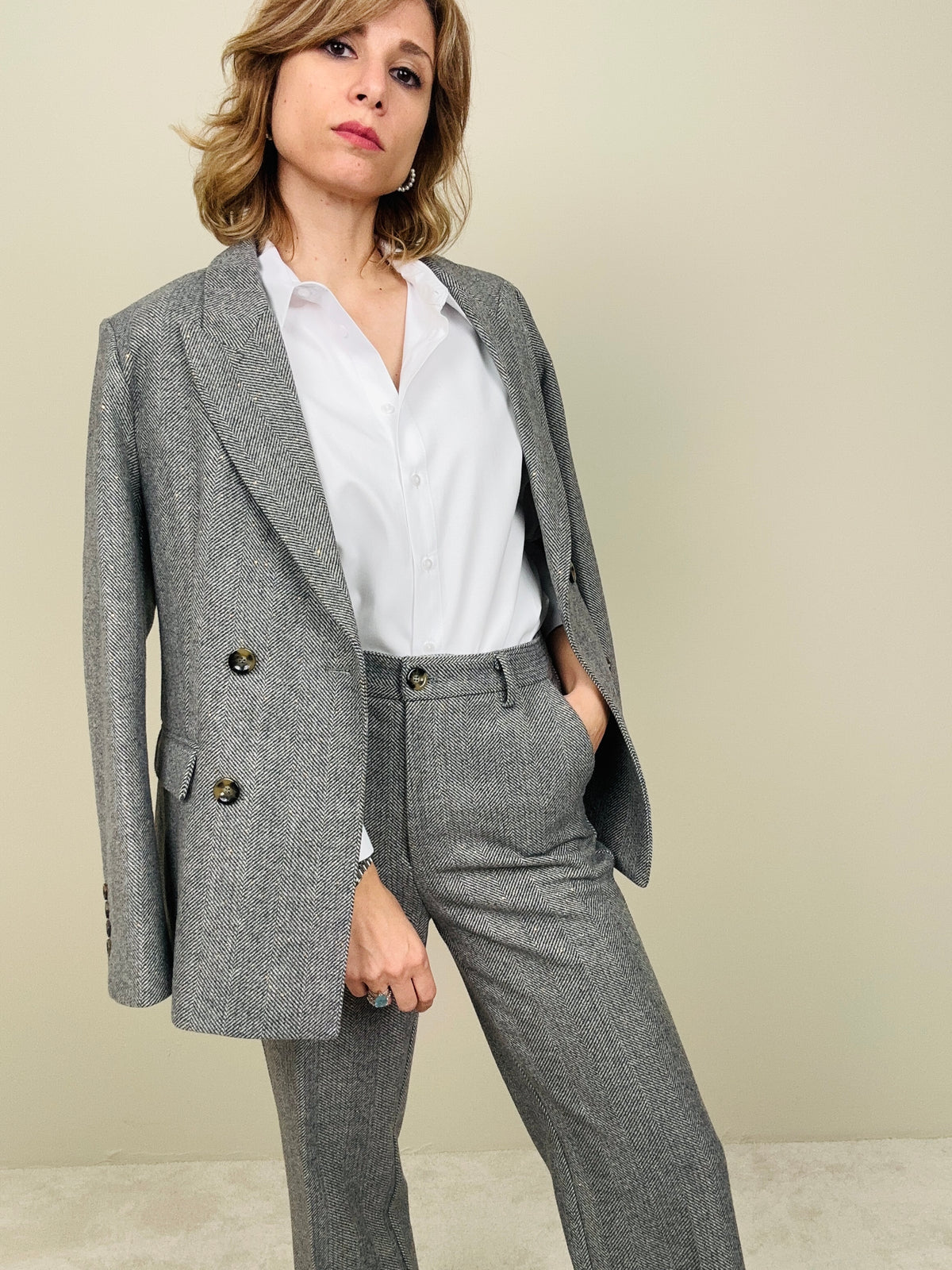 Giacca spinata misto lana