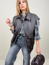 Gilet in ecopelle cioccolato