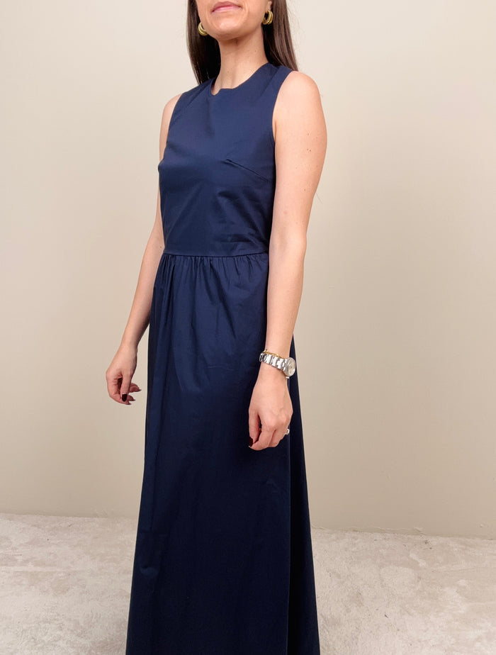 Abito lungo in cotone blu