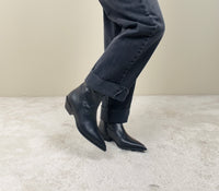 Texano nero in pelle