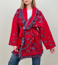 Cardigan bandana rosso-azzurro