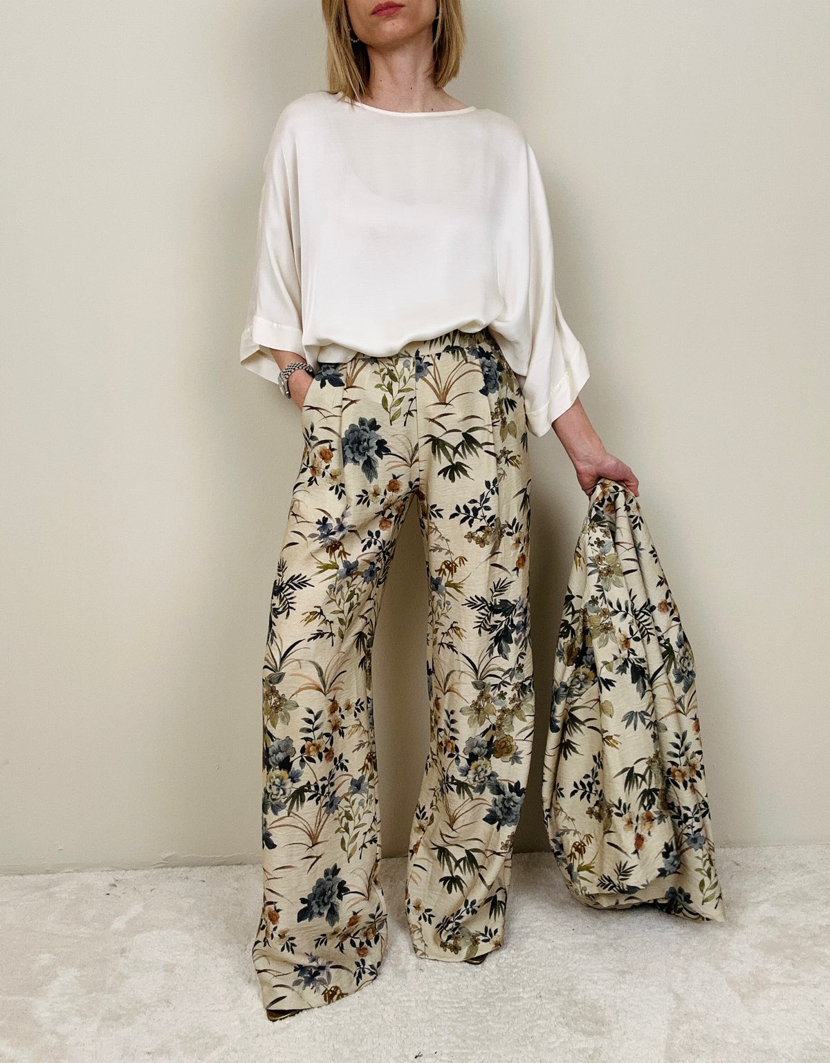 Pantalone multicolor verde/sabbia