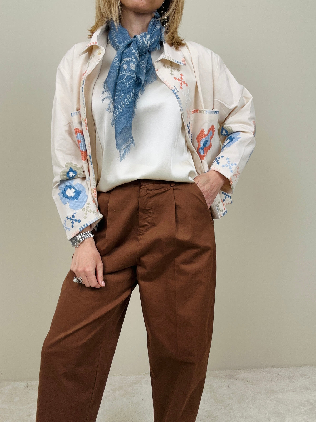 Pantalone in cotone moro