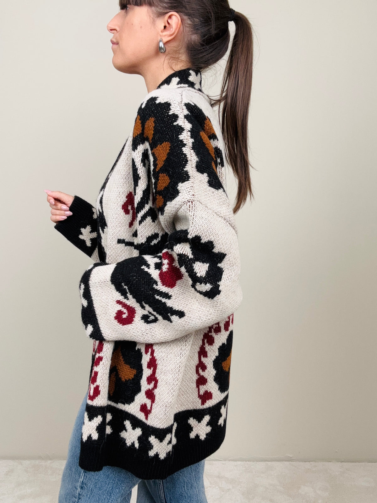 Cardigan fantasia avorio