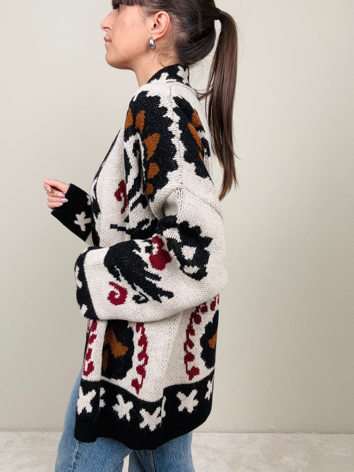 Cardigan fantasia avorio