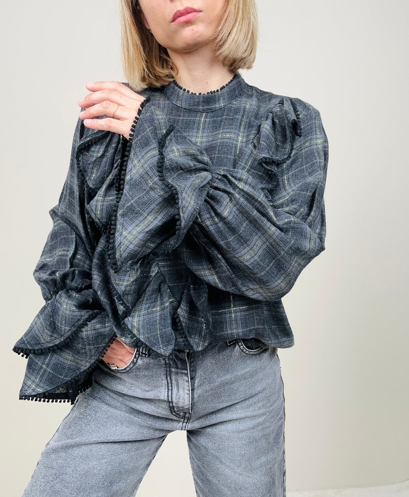 Camicia a quadri con voilant