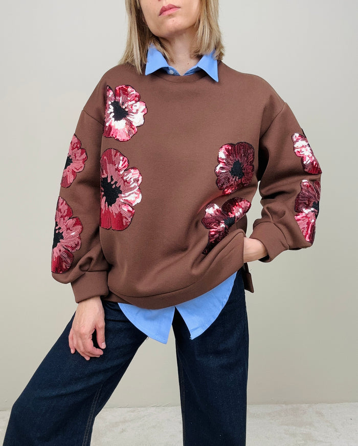 Felpa over con fiori