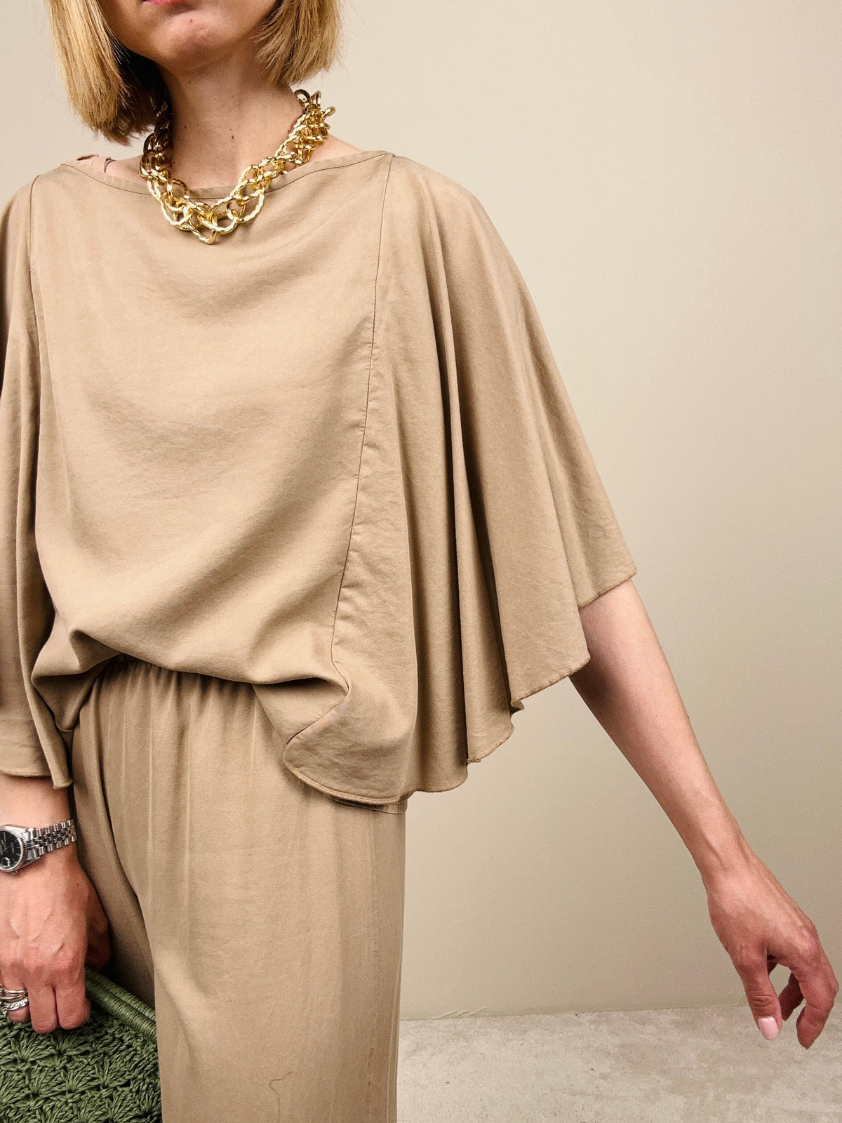 Blusa in viscosa sabbia