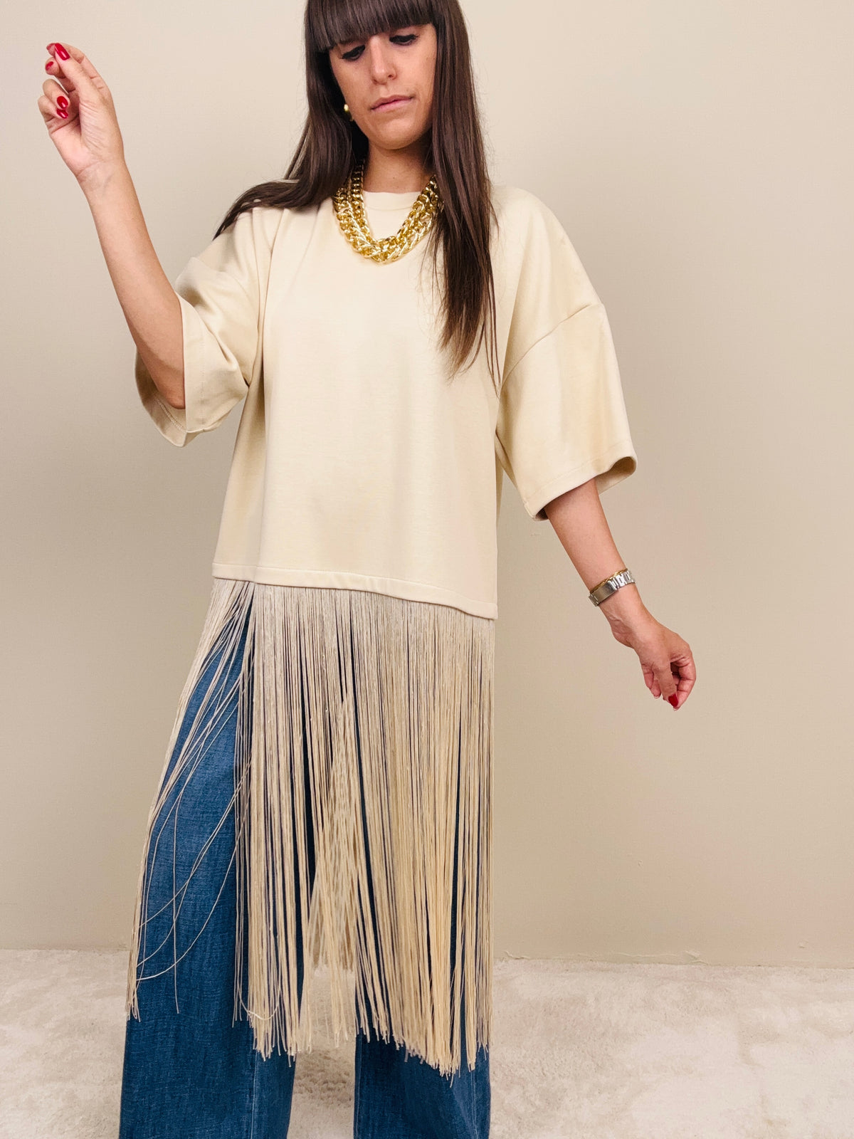 Maglia con maxi frange