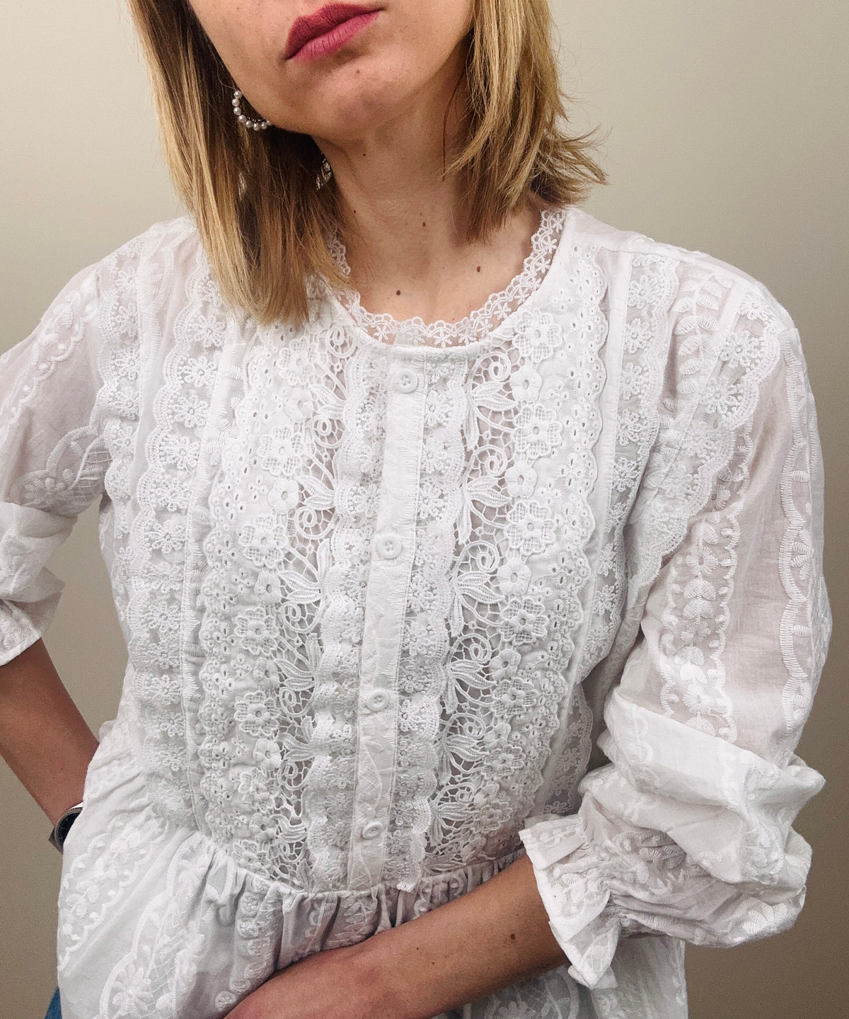 Camicia in cotone lavorato