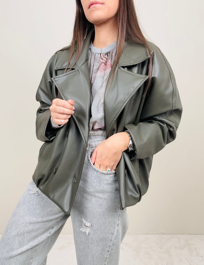 Bomber ecopelle oliva
