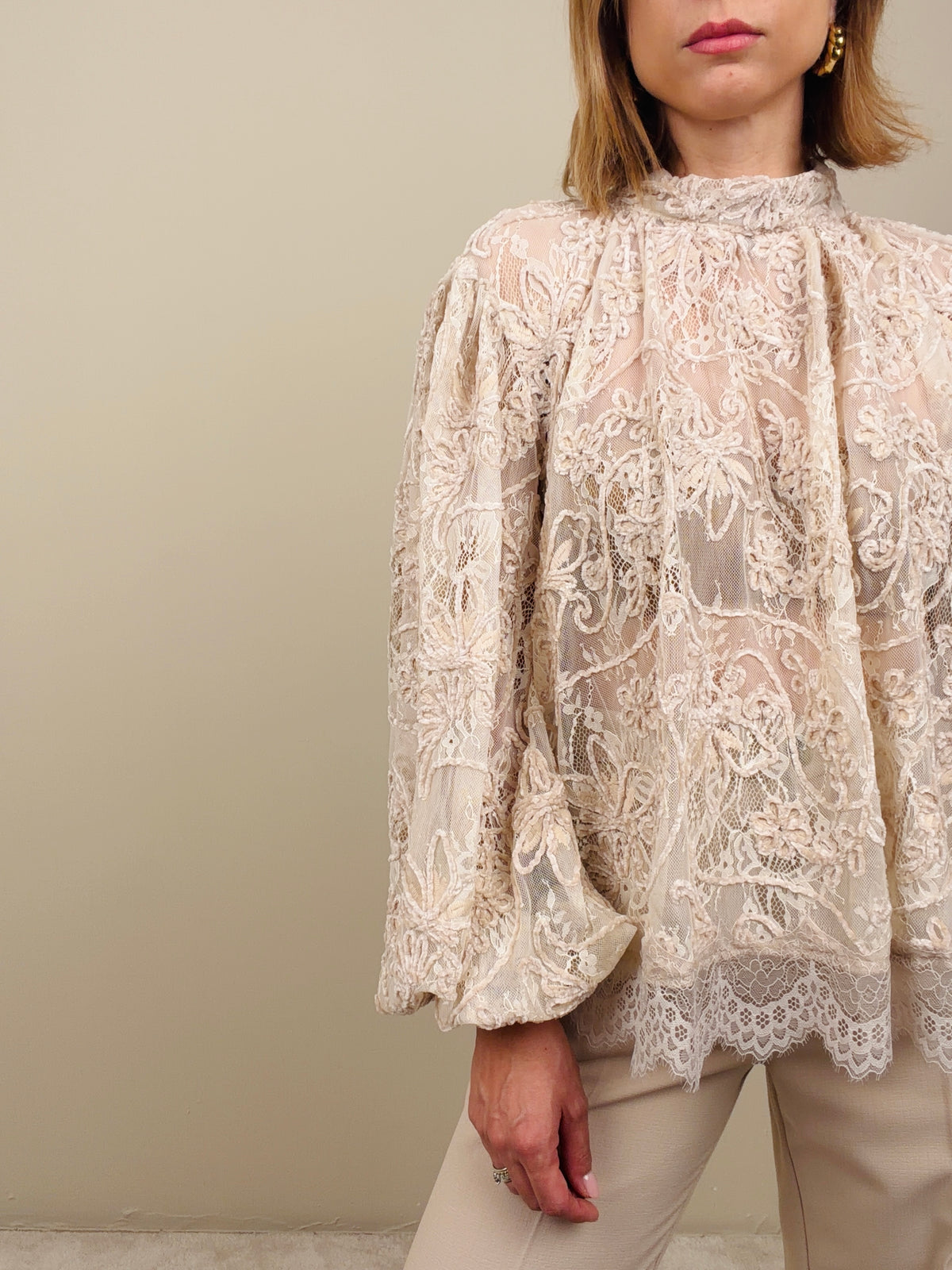 Camicia in pizzo burro