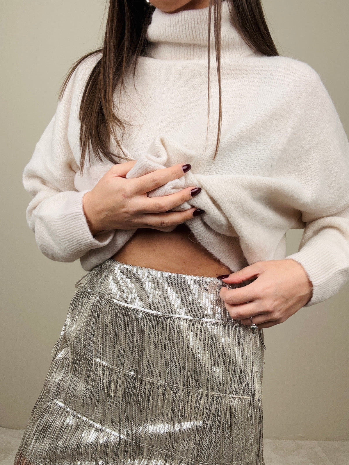 Gonna frange e paillettes