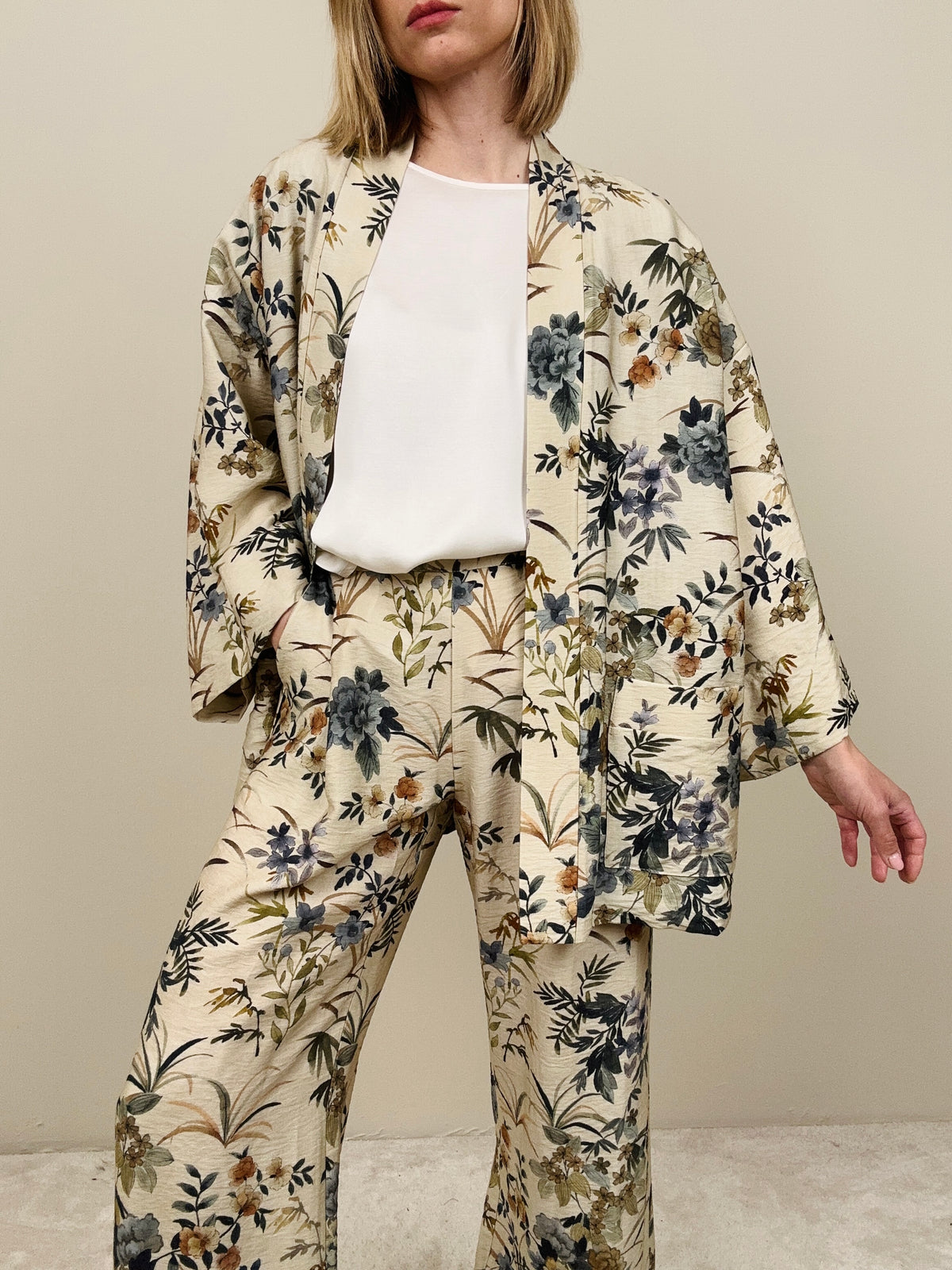 Kimono multicolor verde/sabbia
