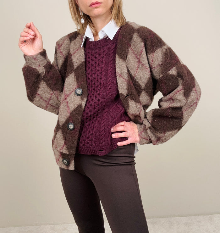 Bomber in maglia a rombi