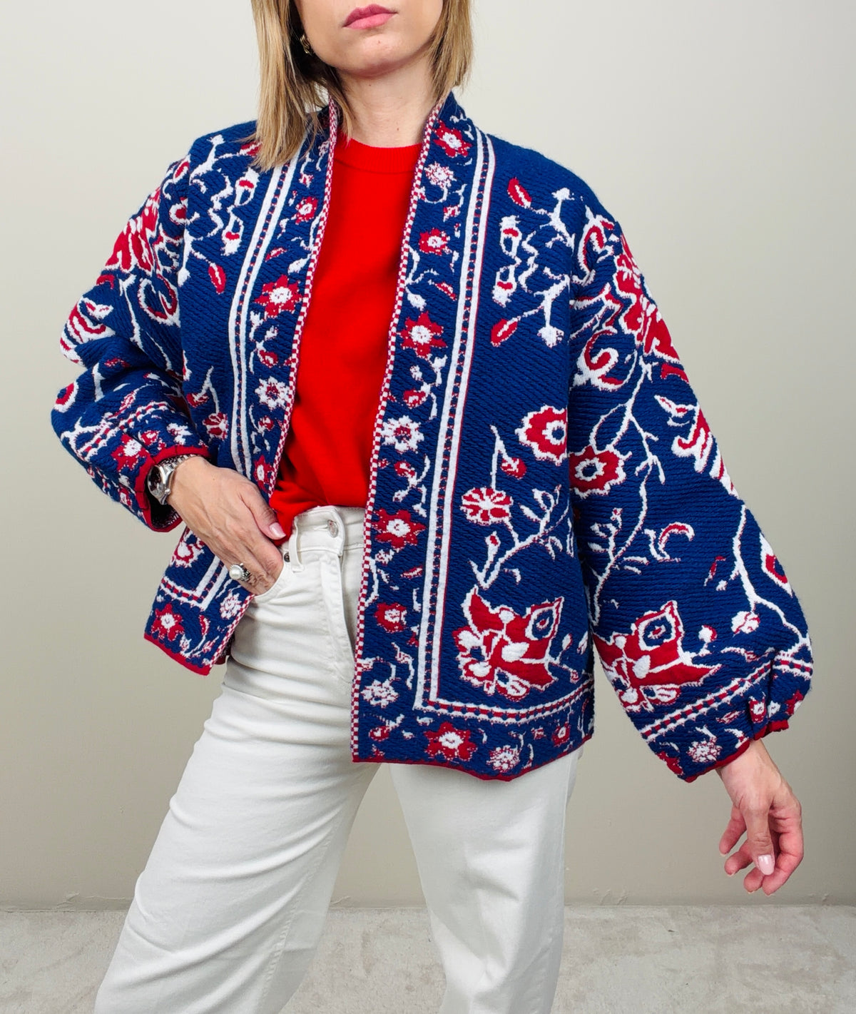 Cardigan bluette-rosso